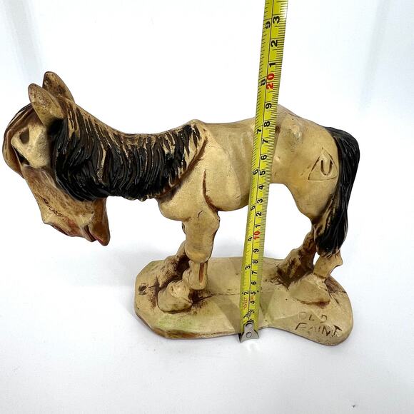 Vintage Chalkware Figurine Old Paint Folk Art Western Horse Old Hag 8" - Picture 9 of 11